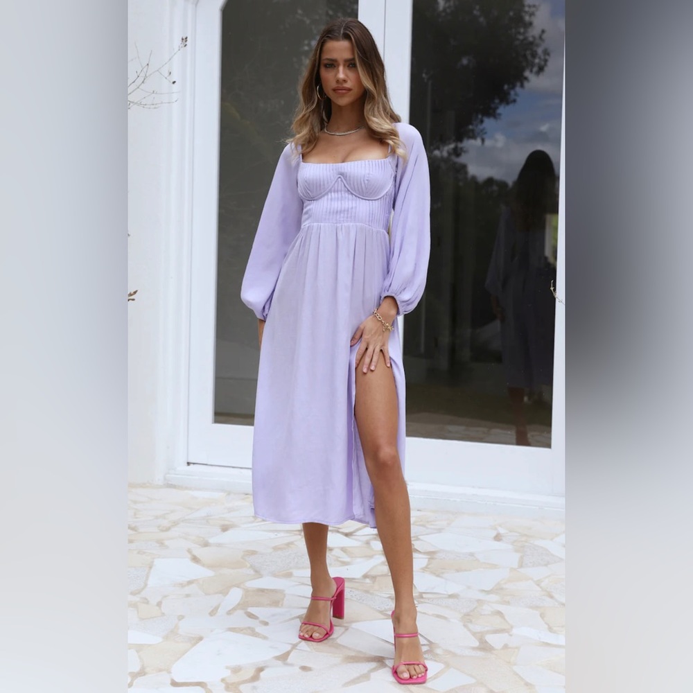 Hello Molly GAL IS FUN MIDI DRESS LILAC wedding guest dress